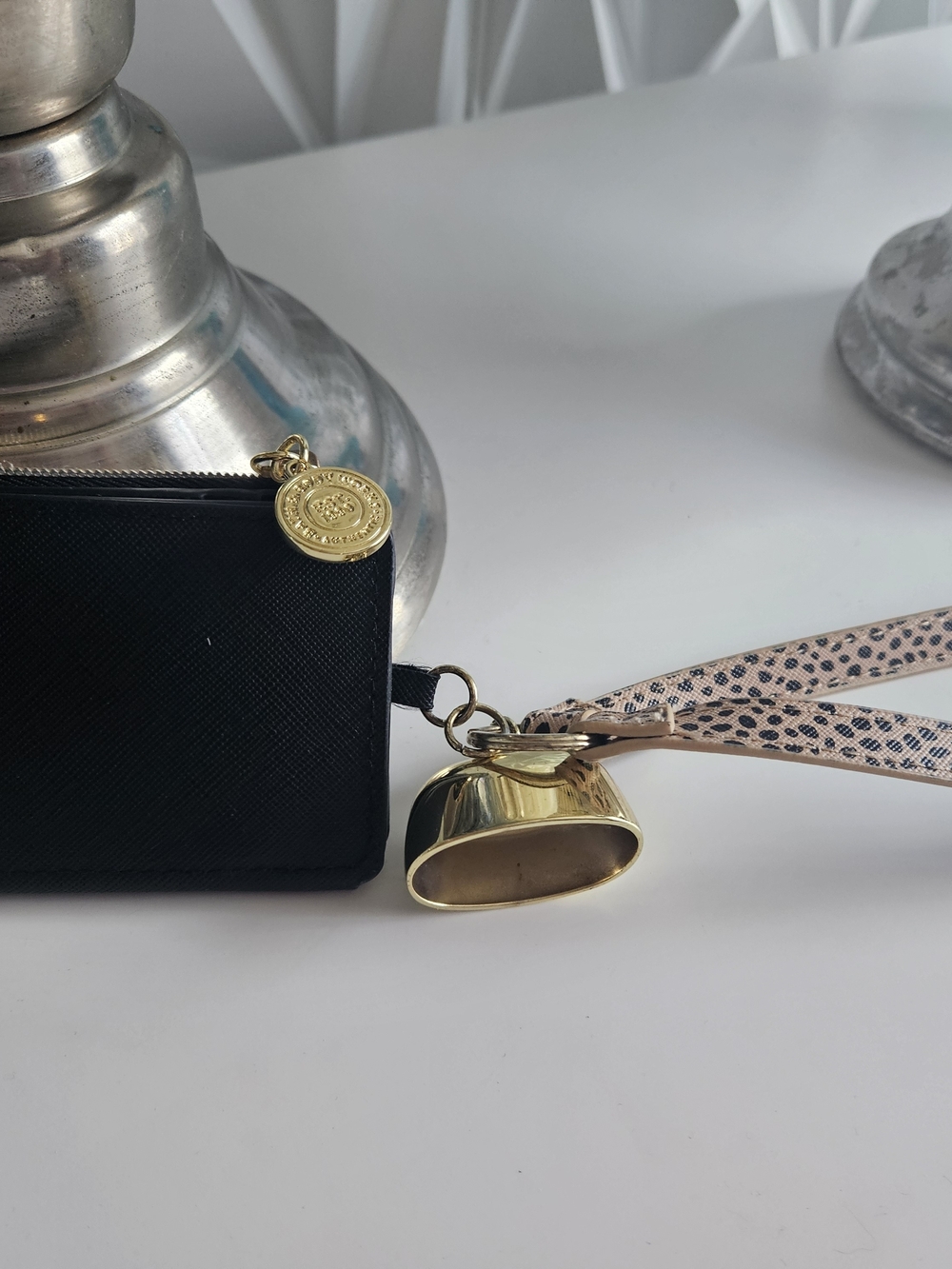 Bath & Body Works Pink Leopard Crossbody Strap with Gold Hardware